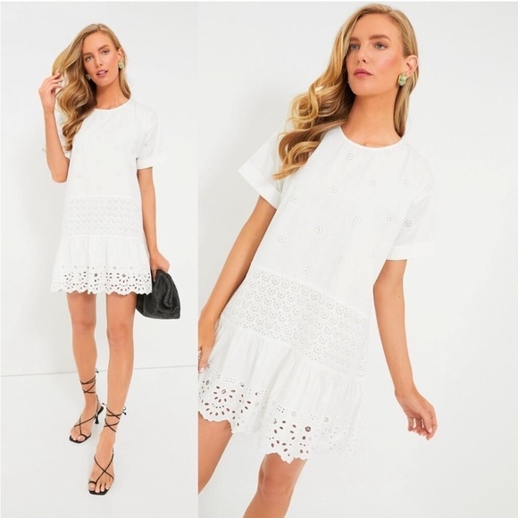 Sea New York Dresses & Skirts - Sea New York White Elysse Embroidery Oversized Mini Sleeve Tunic Dress 🤍 Medium